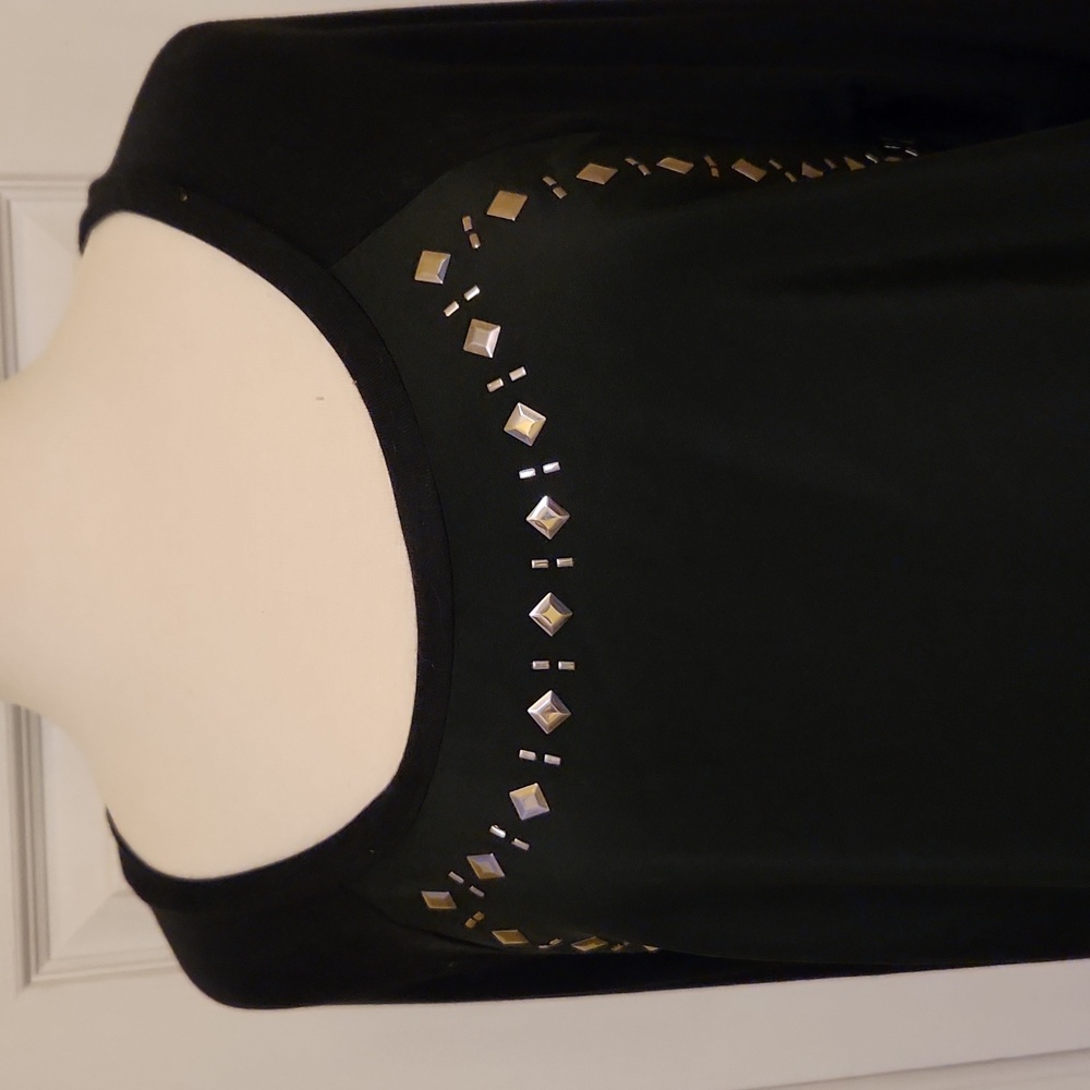 Career Black Top Tunic with Metal Accents